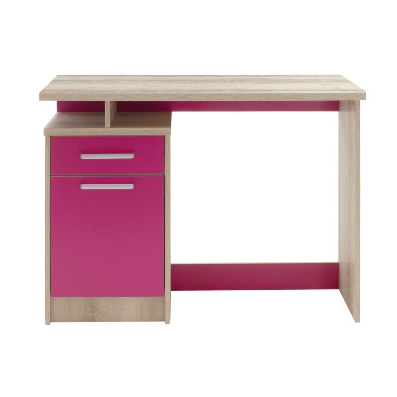 Escritorio Robusto con 2 Cajones - Color Cambrian y Rosa - 100x55x75 cm - Mesa de Estudio y Oficina Duradera