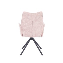 Juego de 2 Sillas con Brazos Tapizadas en Tela Rosa y Patas en Acabado Negro, Mecanismo Giratorio 180º-  Medidas 63x62x93 cm