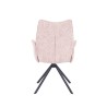 Juego de 2 Sillas con Brazos Tapizadas en Tela Rosa y Patas en Acabado Negro, Mecanismo Giratorio 180º-  Medidas 63x62x93 cm