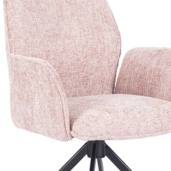 Juego de 2 Sillas con Brazos Tapizadas en Tela Rosa y Patas en Acabado Negro, Mecanismo Giratorio 180º-  Medidas 63x62x93 cm