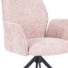 Juego de 2 Sillas con Brazos Tapizadas en Tela Rosa y Patas en Acabado Negro, Mecanismo Giratorio 180º-  Medidas 63x62x93 cm