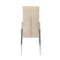 6 Sillas Tapizadas en Tela Beige con Asiento y Respaldo Acolchados, Patas Cromadas - Medidas 45x46x100 cm