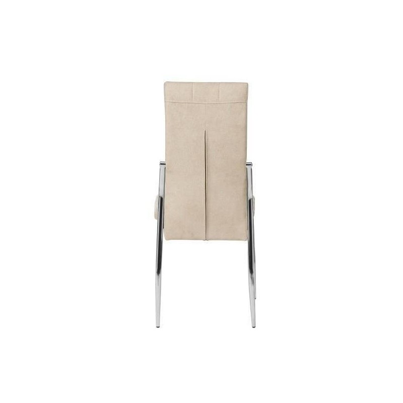 6 Sillas Tapizadas en Tela Beige con Asiento y Respaldo Acolchados, Patas Cromadas - Medidas 45x46x100 cm