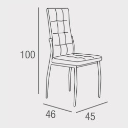 6 Sillas Tapizadas en Tela Beige con Asiento y Respaldo Acolchados, Patas Cromadas - Medidas 45x46x100 cm