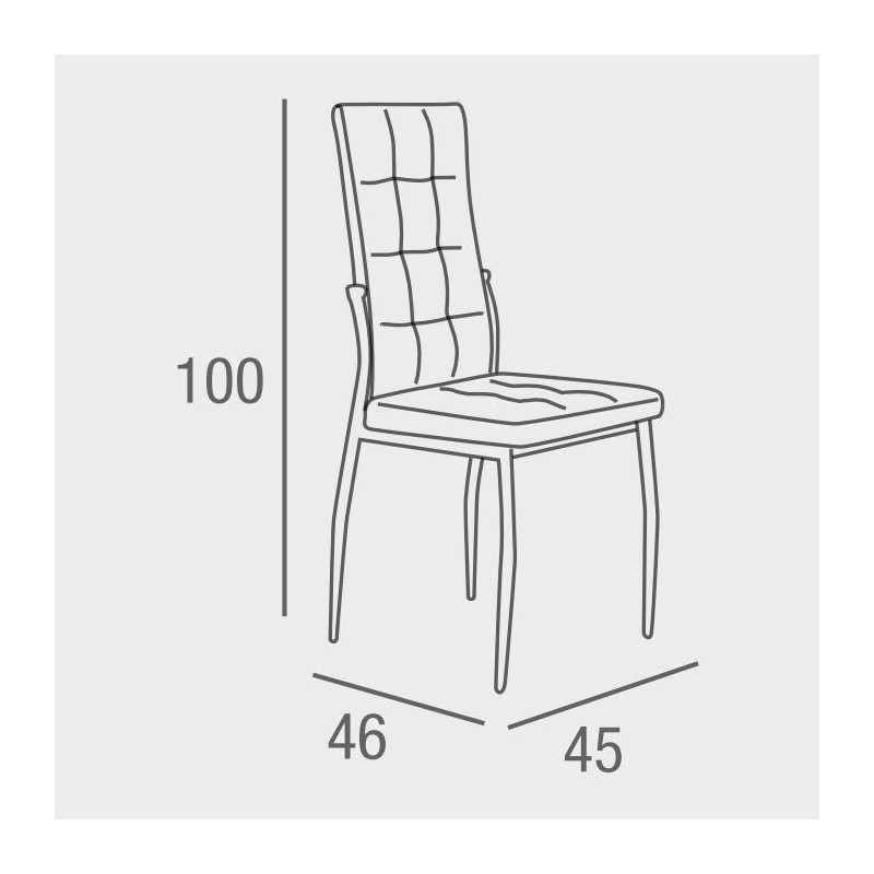 6 Sillas Tapizadas en Tela Beige con Asiento y Respaldo Acolchados, Patas Cromadas - Medidas 45x46x100 cm