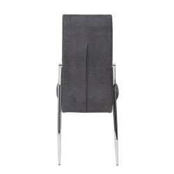 6 Sillas Tapizadas en Tela Gris con Asiento y Respaldo Acolchados, Patas Cromadas - Medidas 45x46x100 cm