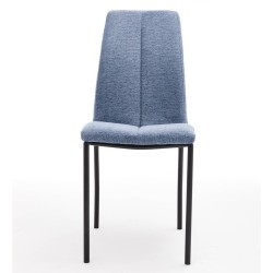 Juego de 4 Sillas con Estructura de Madera Tapizadas en Tela Azul Repelente al Agua y Patas Metálicas -Medidas 43x56x95 cm