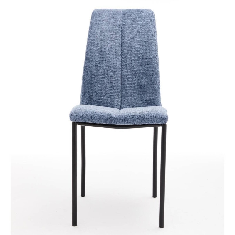 Juego de 4 Sillas con Estructura de Madera Tapizadas en Tela Azul Repelente al Agua y Patas Metálicas -Medidas 43x56x95 cm