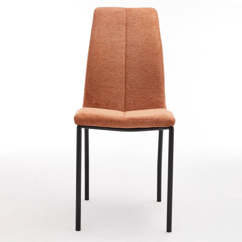 Juego de 4 Sillas con Estructura de Madera Tapizadas en Tela Teja Repelente al Agua y Patas Metálicas -Medidas 43x56x95 cm