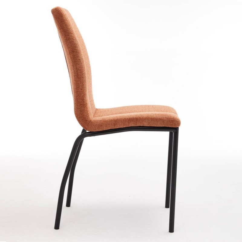 Juego de 4 Sillas con Estructura de Madera Tapizadas en Tela Teja Repelente al Agua y Patas Metálicas -Medidas 43x56x95 cm