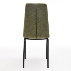 Juego de 4 Sillas con Estructura de Madera Tapizadas en Tela Verde Repelente al Agua y Patas Metálicas -Medidas 43x56x95 cm