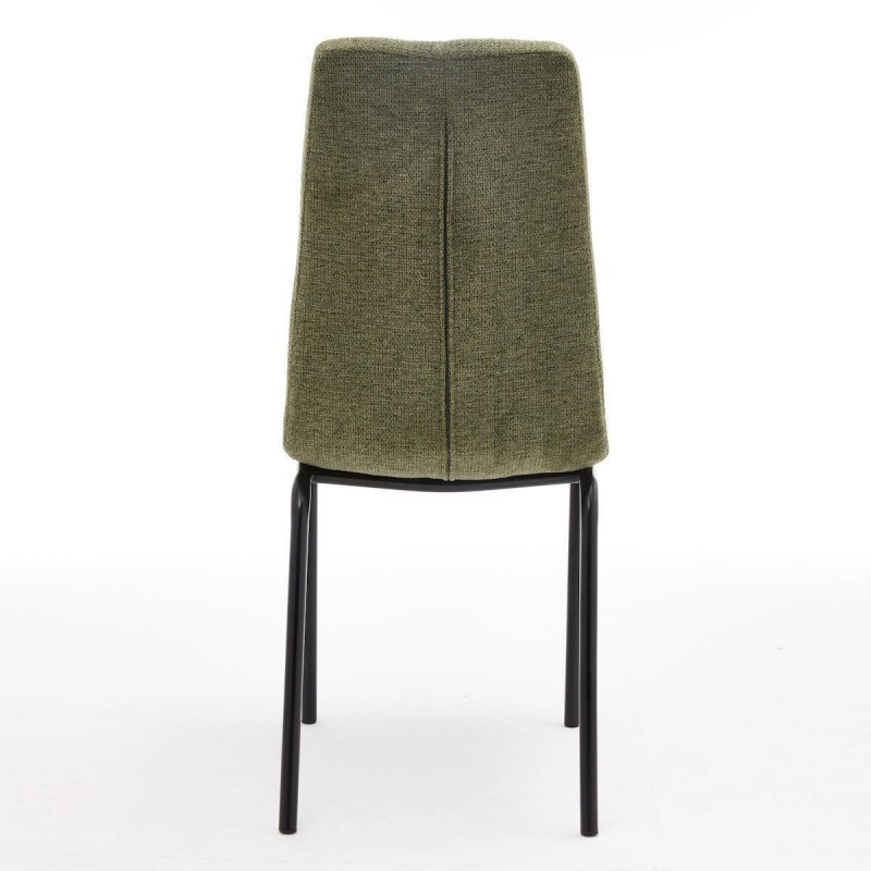 Juego de 4 Sillas con Estructura de Madera Tapizadas en Tela Verde Repelente al Agua y Patas Metálicas -Medidas 43x56x95 cm