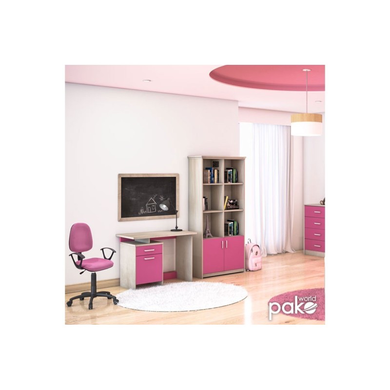 Escritorio Robusto con 2 Cajones - Color Cambrian y Rosa - 100x55x75 cm - Mesa de Estudio y Oficina Duradera