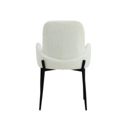 Juego de 2 Sillas con Brazos Tapizadas en Tela Blanca y Patas Metálicas Negras - Medidas 60x57x88 cm