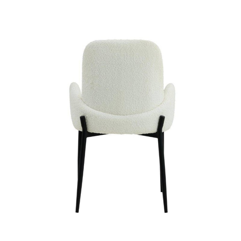 Juego de 2 Sillas con Brazos Tapizadas en Tela Blanca y Patas Metálicas Negras - Medidas 60x57x88 cm