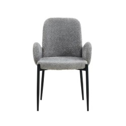Juego de 2 Sillas con Brazos Tapizadas en Tela Gris y Patas Metálicas Negras - Medidas 60x57x88 cm