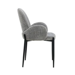 Juego de 2 Sillas con Brazos Tapizadas en Tela Gris y Patas Metálicas Negras - Medidas 60x57x88 cm