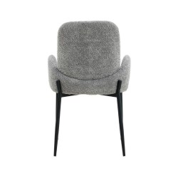 Juego de 2 Sillas con Brazos Tapizadas en Tela Gris y Patas Metálicas Negras - Medidas 60x57x88 cm