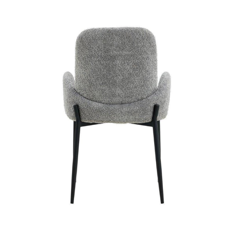 Juego de 2 Sillas con Brazos Tapizadas en Tela Gris y Patas Metálicas Negras - Medidas 60x57x88 cm