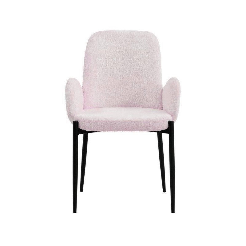 Juego de 2 Sillas con Brazos Tapizadas en Tela Rosa y Patas Metálicas Negras - Medidas 60x57x88 cm