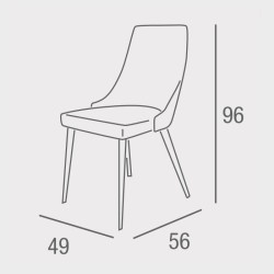 Juego de 4 Sillas Tapizadas en Tela Beige Repelente al Agua con Patas Metálicas en Acabado Madera - Medidas 96x56x40 cm
