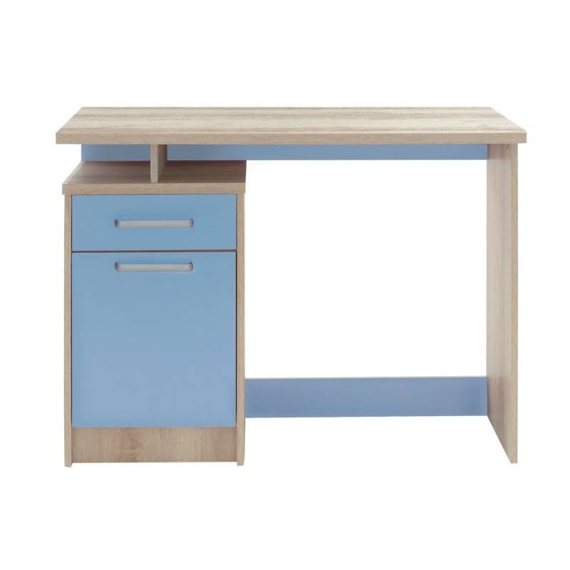 Escritorio Robusto con 2 Cajones - Color Cambrian y Azul - 100x55x75 cm - Mesa de Estudio y Oficina Duradera