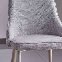 Juego de 4 Sillas Tapizadas en Tela Gris Repelente al Agua con Patas Metálicas en Acabado Crema - Medidas 96x56x40 cm