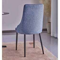 Juego de 4 Sillas Tapizadas en Tela Gris Repelente al Agua con Patas Metálicas en Acabado Negro - Medidas 96x56x40 cm