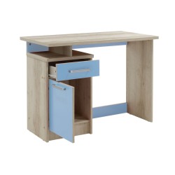 Escritorio Robusto con 2 Cajones - Color Cambrian y Azul - 100x55x75 cm - Mesa de Estudio y Oficina Duradera