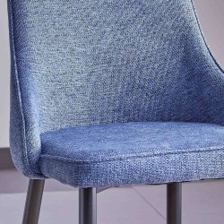 Juego de 4 Sillas Tapizadas en Tela Gris Repelente al Agua con Patas Metálicas en Acabado Negro - Medidas 96x56x40 cm