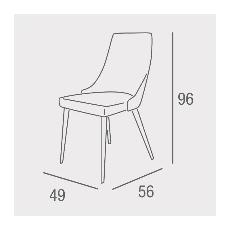 Juego de 4 Sillas Tapizadas en Tela Gris Repelente al Agua con Patas Metálicas en Acabado Negro - Medidas 96x56x40 cm