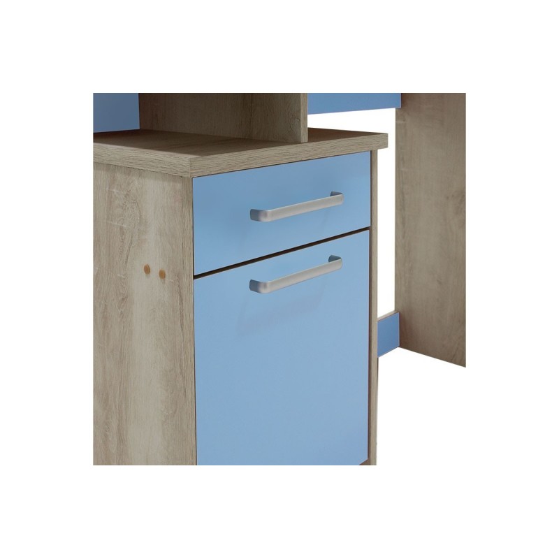 Escritorio Robusto con 2 Cajones - Color Cambrian y Azul - 100x55x75 cm - Mesa de Estudio y Oficina Duradera