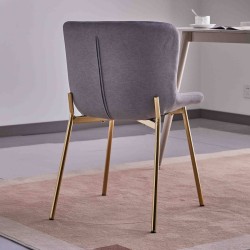 Juego de 4 Sillas con Estructura de Madera Tapizadas en Color Gris oscuro y Patas Acabado Dorado -Medidas 50x54x81 cm