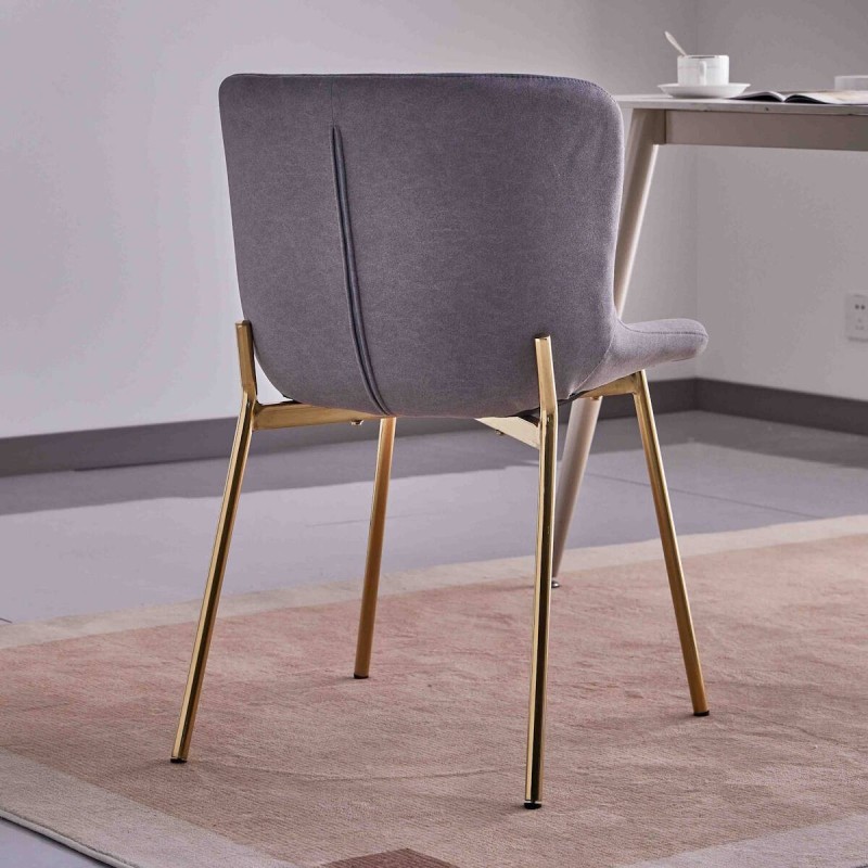 Juego de 4 Sillas con Estructura de Madera Tapizadas en Color Gris oscuro y Patas Acabado Dorado -Medidas 50x54x81 cm