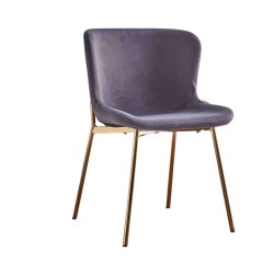 Juego de 4 Sillas con Estructura de Madera Tapizadas en Color Gris oscuro y Patas Acabado Dorado -Medidas 50x54x81 cm