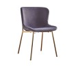 Juego de 4 Sillas con Estructura de Madera Tapizadas en Color Gris oscuro y Patas Acabado Dorado -Medidas 50x54x81 cm