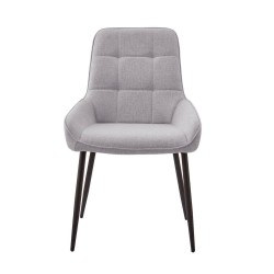 Pack de 4 Sillas Tapizadas en Tela Gris con Tratamiento Easy Clean, Asiento Reforzado  Medidas 54x55x88 cm