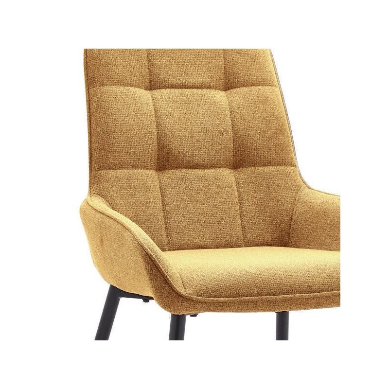 Pack de 4 Sillas Tapizadas en Tela Mostaza con Tratamiento Easy Clean, Asiento Reforzado Medidas 54x55x88 cm