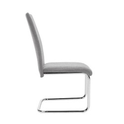 Pack de 4 Sillas de Madera Contrachapada con Relleno de Espuma, Tapizadas en Tela Gris, Patas de Cromo, Medidas 43x49x102 cm