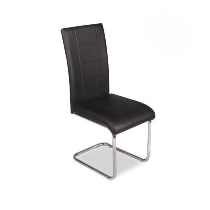 Pack de 4 Sillas de Madera Contrachapada con Relleno de Espuma, Tapizadas en Tela Negra, Patas de Cromo, Medidas 43x49x102 cm