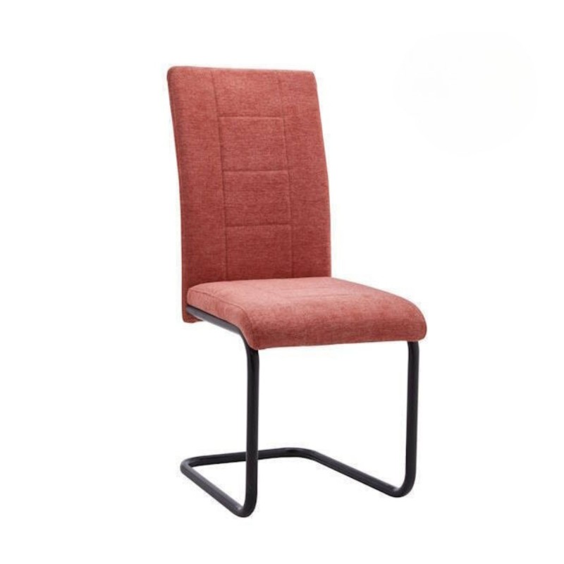 Pack de 4 Sillas de Madera Contrachapada con Relleno de Espuma, Tapizadas en Tela Coral, Patas Negras, Medidas 43x49x102 cm