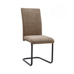 Pack de 4 Sillas de Madera con Relleno de Espuma, Tapizadas en Tela Marron, Patas de Color Negro, Medidas 43x49x102 cm