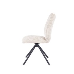 Pack de 2 Sillas Tapizadas en Tela Beige, Patas Negras, Asiento y Respaldo Ergonómicos y Acolchados Medidas 63x48x93 cm