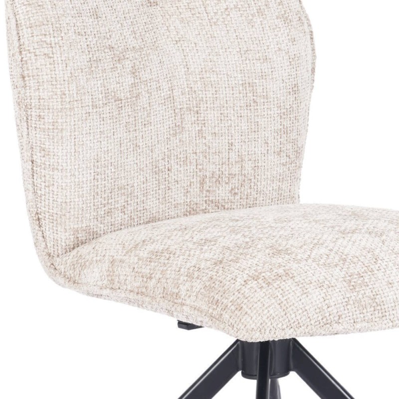 Pack de 2 Sillas Tapizadas en Tela Beige, Patas Negras, Asiento y Respaldo Ergonómicos y Acolchados Medidas 63x48x93 cm