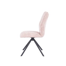 Pack de 2 Sillas Tapizadas en Tela Rosa, Patas Negras, Asiento y Respaldo Ergonómicos y Acolchados Medidas 63x48x93 cm