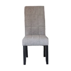 Pack de 2 Sillas Tapizadas en Tela Gris con Patas Negras, Acolchado Cuadrado en Respaldo y Asiento, Medidas 47x62x106.5 cm