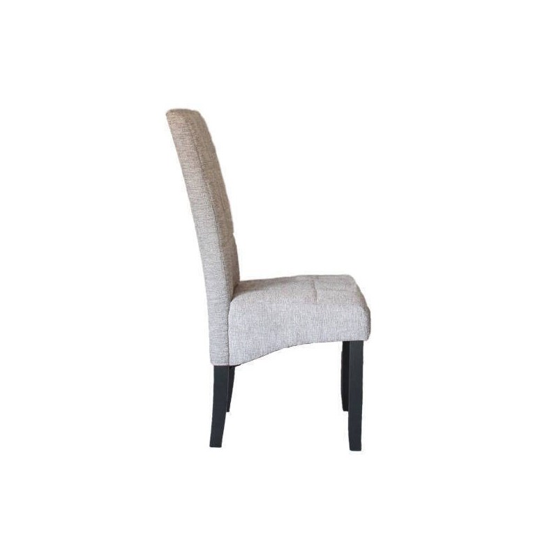 Pack de 2 Sillas Tapizadas en Tela Gris con Patas Negras, Acolchado Cuadrado en Respaldo y Asiento, Medidas 47x62x106.5 cm