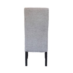 Pack de 2 Sillas Tapizadas en Tela Gris con Patas Negras, Acolchado Cuadrado en Respaldo y Asiento, Medidas 47x62x106.5 cm