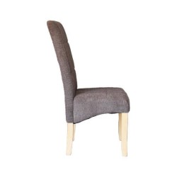 Pack de 2 Sillas Tapizadas en Tela Marron con Patas de madera, Acolchado Cuadrado en Respaldo y Asiento, Medidas 47x62x106.5 cm