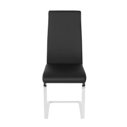 Pack de 4 Sillas Tapizadas en Símil Piel Negra con Pata de Tubo Ovalado en Acabado Cromo, Medidas 46x54x110 cm